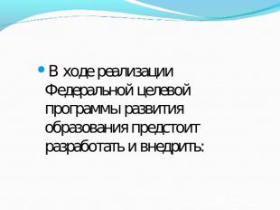 В ходе реализации Федеральной целевой программы развития образования предстоит р