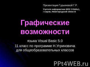 Презентация Гурьяновой Г.Р. Учителя информатики МОУ СОШ№1, г.Саров, Нижегородско