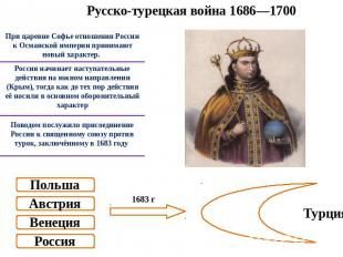 Русско-турецкая война 1686—1700При царевне Софье отношения России к Османской им