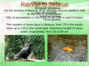 Rainfall in Belarus On the territory of Belarus at an average annual rainfall is