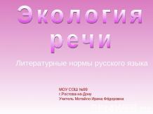 Литературные нормы русского языка. Экология речи