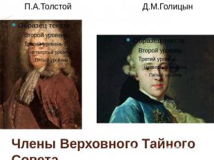 Члены Верховного Тайного Совета П.А.Толстой