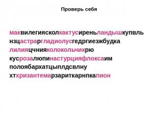 Проверь себя маквилегиясколкактусиреньландышкупвль нзцастраргладиолусгедргиезжбу