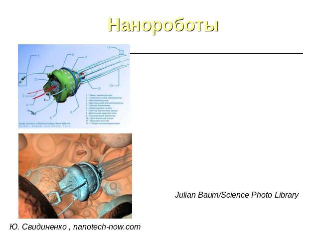 Нанороботы Ю. Свидиненко , nanotech-now.com Julian Baum/Science Photo Library