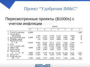 Проект “Удобрения IM&amp;C” Пересмотренные проекты ($1000s) с учетом инфляции