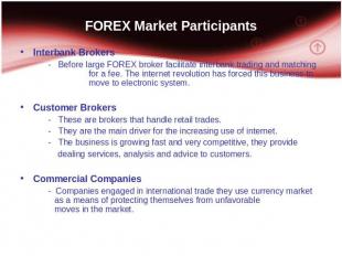FOREX Market Participants Interbank Brokers - Before large FOREX broker facilita