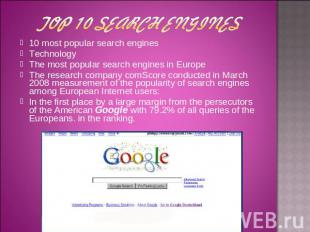 10 most popular search engines 10 most popular search engines Technology The mos