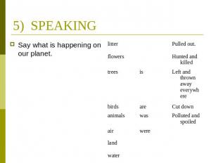 5) SPEAKING Say what is happening on our planet.