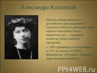 Александра Коллонтай Деятель международного и российского революционного социали
