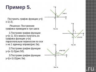Пример 5. Построить график функции у=||x-1|-2|. Решение. Построение графика пров