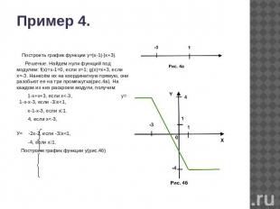 Пример 4. Построить график функции y=|x-1|-|х+3|. Решение. Найдем нули функций п