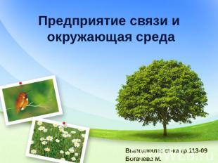 Предприятие связи и окружающая среда Выполнила: ст-ка гр.113-09Богачева М.