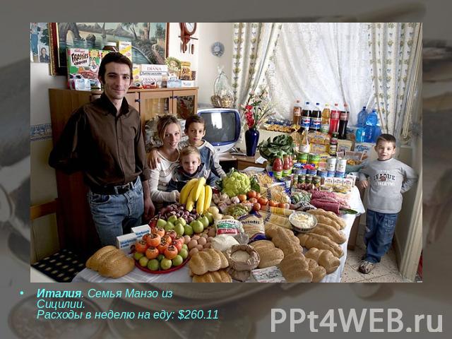 Италия. Семья Манзо из Сицилии.Расходы в неделю на еду: $260.11