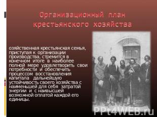 Организационный план крестьянского хозяйства Хозяйственная крестьянская семья, п