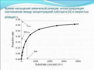 Кривая насыщения химической реакции, иллюстрирующая соотношение между концентрац