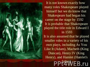 It is not known exactly how many roles Shakespeare played himself but we do know