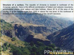 Structure of a surface. The republic of Armenia is located in northeast of the A