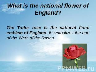 What is the national flower of England? The Tudor rose is the national floral em