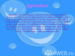 Agriculture Agriculture in Great Britain is intensive and highly mechanized. Inc