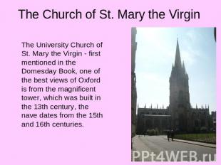 The Church of St. Mary the Virgin The University Church of St. Mary the Virgin -