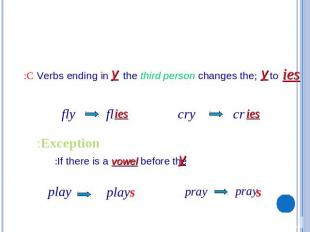 Verbs ending in ;the third person changes the Exception: If there is a vowel bef
