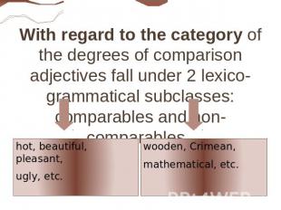 With regard to the category of the degrees of comparison adjectives fall under 2