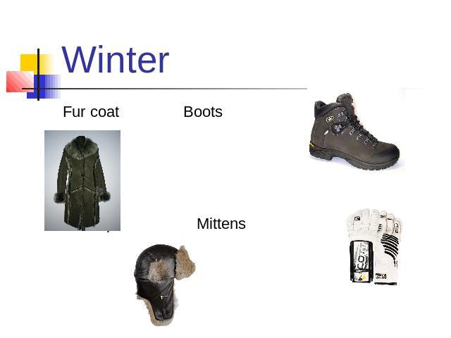 WinterFur coat BootsFur cap Mittens