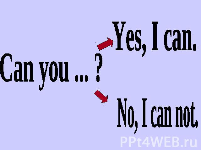 Can you ... ? Yes, I can. No, I can not.