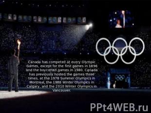Canada has competed at every Olympic Games, except for the first games in 1896 a