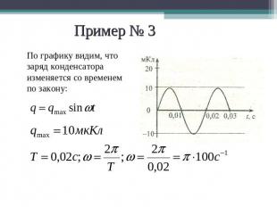 Пример № 3 По графику видим, что заряд конденсатора изменяется со временем по за
