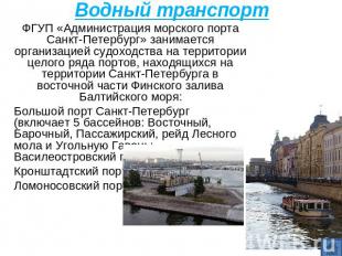 Водный транспорт ФГУП «Администрация морского порта Санкт-Петербург» занимается