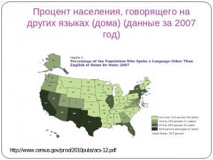 Процент населения, говорящего на других языках (дома) (данные за 2007 год)