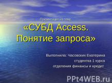 СУБД Access. Понятие запроса