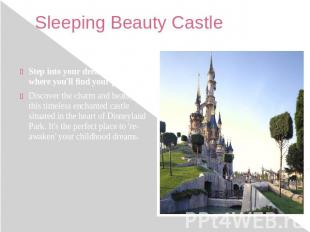 Sleeping Beauty Castle Step into your dream castle, where you'll find your princ