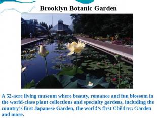 Brooklyn Botanic Garden A 52-acre living museum where beauty, romance and fun bl