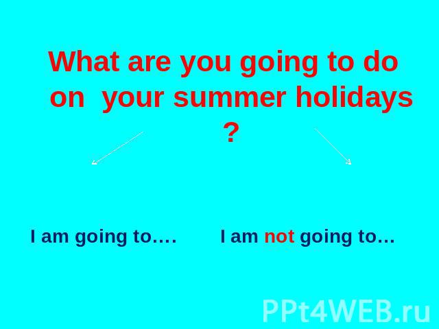 What are you going to do on your summer holidays ? I am going to…. I am not going to…