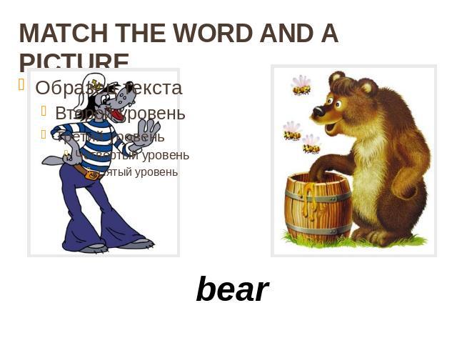 MATCH THE WORD AND A PICTURE bear