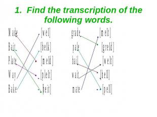 1. Find the transcription of the following words.