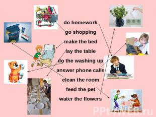 do homework go shopping make the bed lay the table do the washing up answer phon