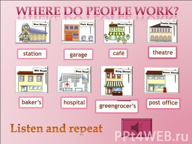 Where do people work? Listen and repeat