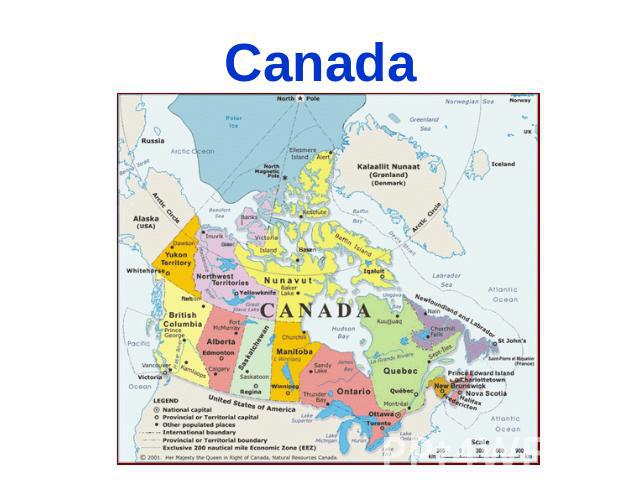 Canada Canada is a great country. The national emblem of Canada is the maple leaf. Eskimos and Indians were the first to settle in Canada, they came from Asia.