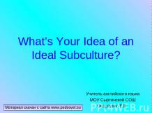 What’s Your Idea of an Ideal Subculture?