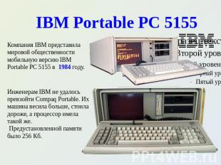 IBM Portable PC 5155 Компания IBM представила мировой общественности мобильную в