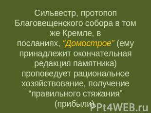 Сильвестр, протопоп Благовещенского собора в том же Кремле, в посланиях, “Домост