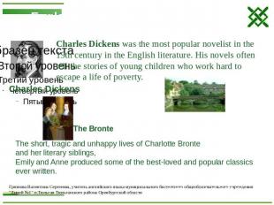 Charles Dickens was the most popular novelist in the 19th century in the English