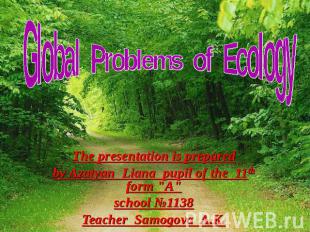 Global Problems of Ecology The presentation is prepared by Azatyan Liana pupil o