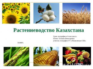 Растениеводство Казахстана Урок географии в 9-ом классе. Попко Татьяна Викторовн