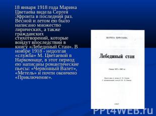 18 января 1918 года Марина Цветаева видела Сергея Эфронта в последний раз. Весно