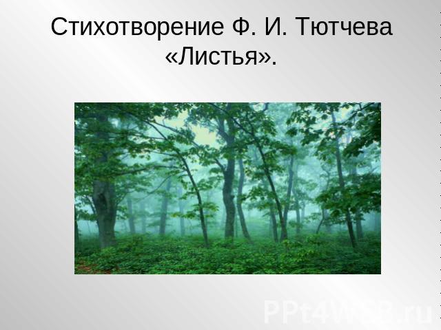 Стихотворение Ф. И. Тютчева «Листья».