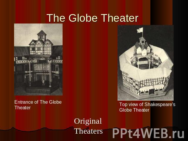 The Globe Theater Entrance of The Globe TheaterOriginal Theaters Top view of Shakespeare's Globe Theater